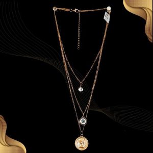 Multi layered necklace in gold color with evil eye pendant