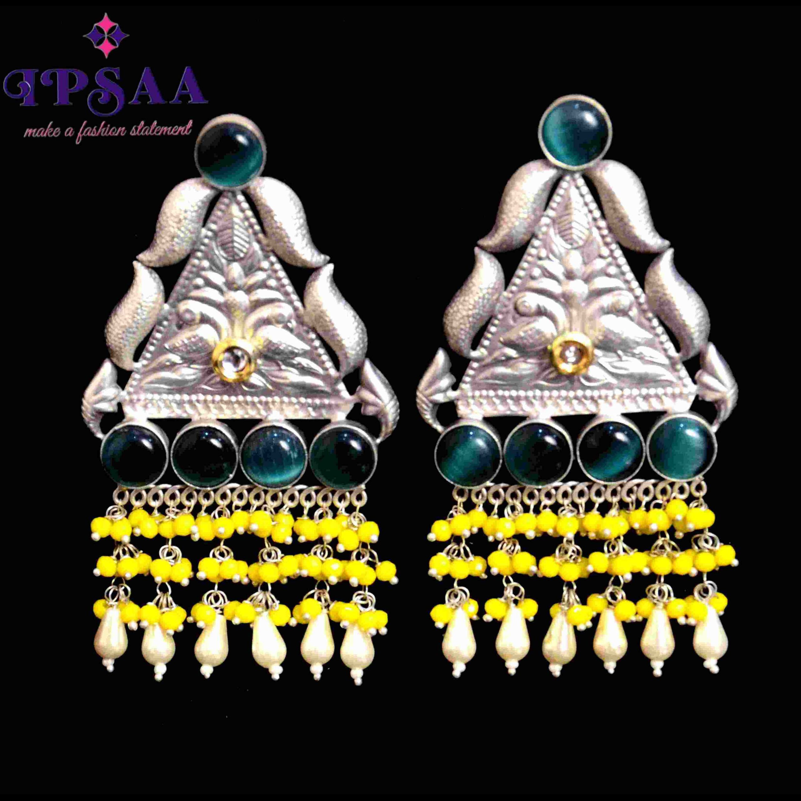 Adorn your festive looks with these beautiful Gold Matte Bird Motif Earrings. Intricately handcrafted, this statement piece with drops.
