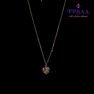 Sweet and trendy this necklace is cast in Rose Gold metal with a flower pandent.